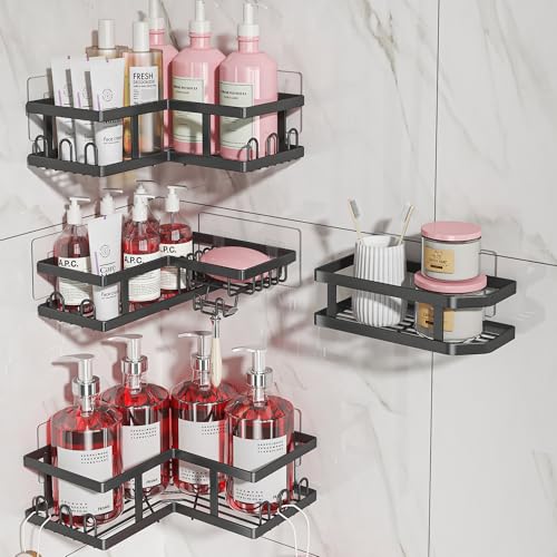 Adhesive Corner Shower Caddy with Soap Holder - Rustproof, No Dri...