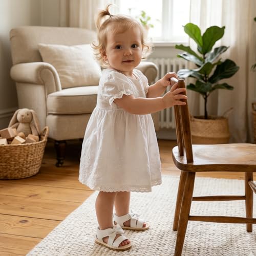 Image of Babelvit Infant Baby Girl Boy Sandals Comfort Premium Summer Outdoor Casual Beach Shoes with Flower Bowknot Anti Slip Rubber Sole Newborn Toddler Prewalker First Walking Shoes
