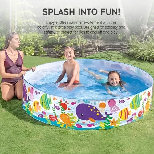 Image of P FOR POGU 6' x 1'3 inch Ocean Play Snapset Pool Air Inflatable Tube with 37 inch Height & 958L Capacity Swimming Floater Bathtub Swim Float Water Tub for Outdoor 3+ Year Kids & Adults (Pack of 1)