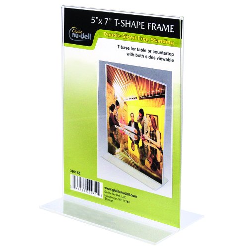 NuDell 4 'x 6' tablero de la mesa doble cara T-base Independiente señal marco de pantalla, transparente, 5' x 7'