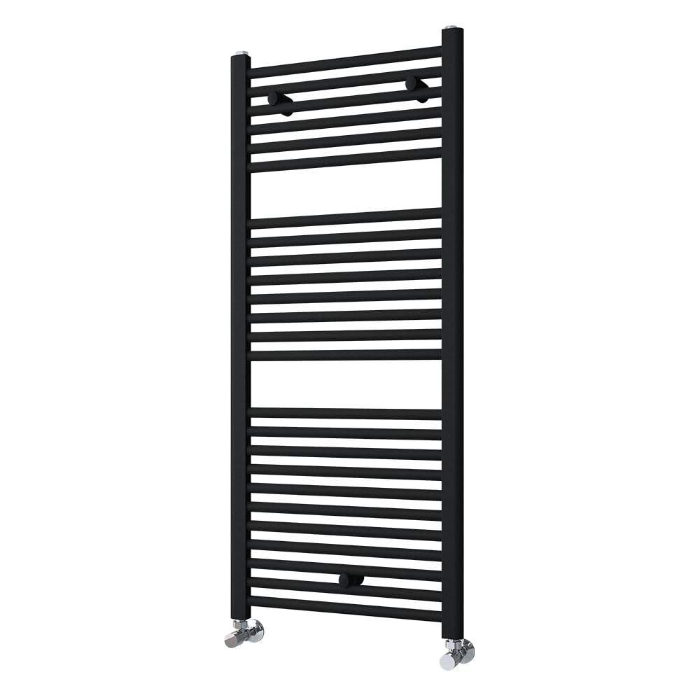 Kibath Toallero Radiador Secatoallas 120 cm x 50 cm circuito calefacción acabado negro mate fabricado en acero - No eléctrico