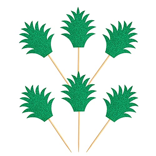 Ercadio 36 Pack Pineapple Cupcake Toppers Green Glitter Donut Cupcake Picks Hawaiian Luau Tropical Summer Aloha Theme Bridal Shower Birthday Party Cake Decorations Supplies #TOP2