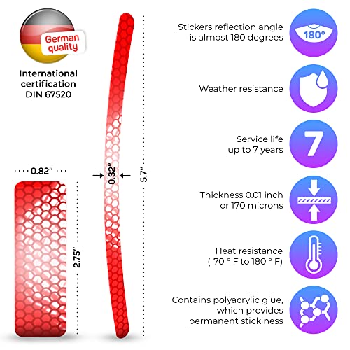 Reflective Stickers For Bikes 18Pc (Red)-Waterproof, High Visibility Bike Stickers For Flat Surfaces-Nighttime Safety Reflective Stickers For Helmet,Bicycle & Motorcycle-Adhesive Bicycle Reflectors #TOP1