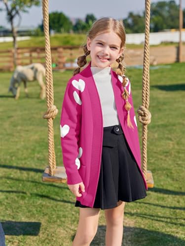 Image of Girls Cardigan Kids Open Front Oversized Sweater with Pockets | Casual Cardigans, Soft Knit, Long Sleeve, Uniform Cardigan for Girls, 7-14 Years