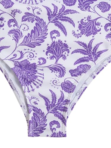 Image of Milumia Girl's Floral One Piece Swimsuit Bow Tie Side Spaghetti Strap Bathing Suit