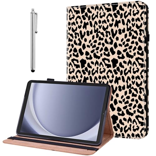 Image of YiChZhe Case for Samsung Galaxy Tab A 10.1 2016/(SM-T580/T585) Shockproof Protective Case with Adjustable Stand Card Slot Pen Holder Cover, Leopard Print