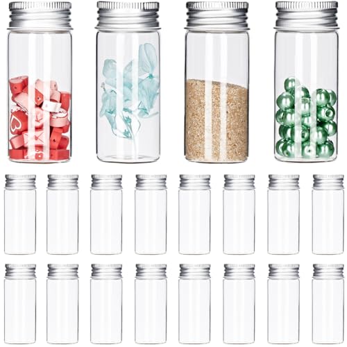 SUNNYCLUE 24 Stück 30ml Kleine Gläser Mit Aluminium Schraubverschluss Mini Glasgefäße Glasfläschchen Kleine Fläschchen Glasperlenflaschen Klare Versiegelte Glasflaschen Für Flüssigkeiten Pflanzen Hei
