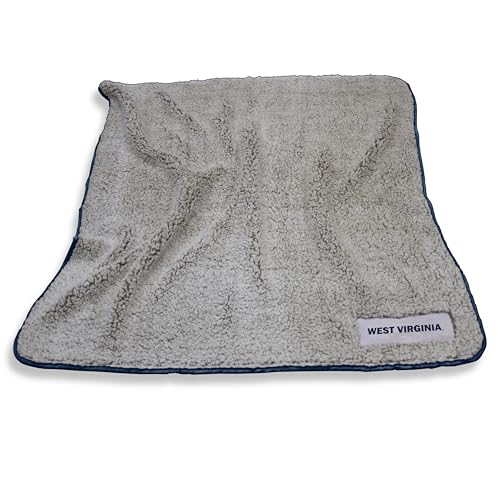 Logo Brands NCAA West Virginia Mountaineers Frosty Fleece Throw Blanket (50" x 60") – Soft Sherpa Material with Team Logo, Team Color Trim