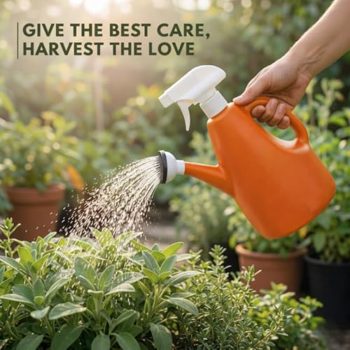 Image of Urban Upvan Watering and Spray Dual-Use Watering Can 1L | Garden Watering Sprayer Bottle with Adjustable Nozzle | Indoor Outdoor Plant Watering Tool for Home, Balcony & Garden (Orange)