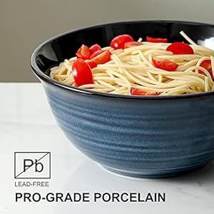 Hasense Large Serving Bowls, 9 Inch Ceramic Salad Bowls, 84 oz Serving Dishes for Entertaining, Deep Bowl Set Perfect for Soup Pasta Pho Popcorn Fruit, Dishwasher Microwave Safe, Set of 2, Navy Blue Hasense Large Serving Bowls 9 Inch Ceramic Salad Bowls 84 oz Serving Dishes for Entertaining Deep Bowl Set Perfect for Soup Pasta Pho Popcorn Fruit Dishwasher Microwave Safe Set of 2 Navy Blue