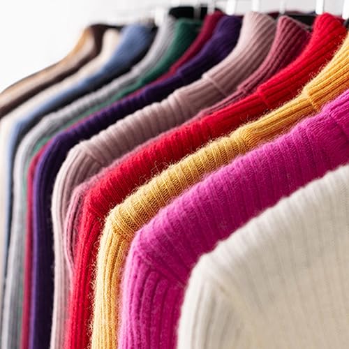 Image of TICIFEN Women Turtleneck Knit Sweaters Basic Casual Long Sleeve Shirts Slim Fit Thermal Underwear Tops Soft Rib Sweater Tee
