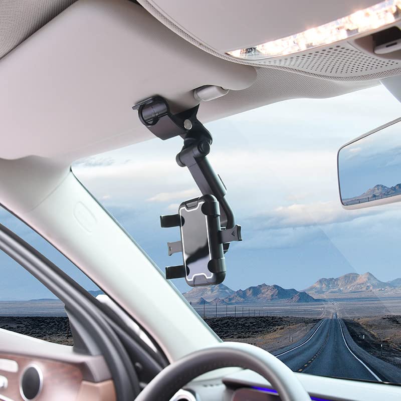 Supporto girevole a 360° per telefono cellulare con staffa parasole per auto, facile da installare e rimuovere, per la maggior parte dei telefoni cellulari e la maggior parte delle auto
