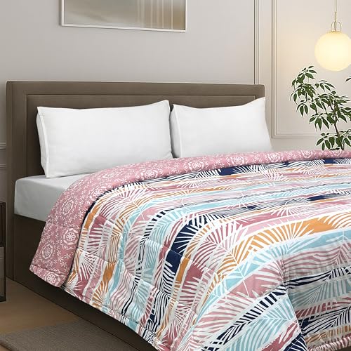 Image of Signature Reversible Super Soft Double Bed Comforter /Quilt Set 350GSM 88x90 inches, and Fitted Elastic Bed Sheet with Pillow Covers (Stripes with Vibes, Comforter Only)