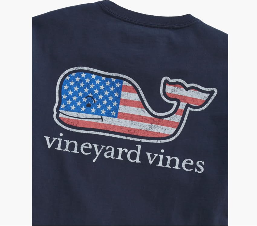 Image of Vineyard Vines Girls' Flag Whale Short-Sleeve Pocket Tee