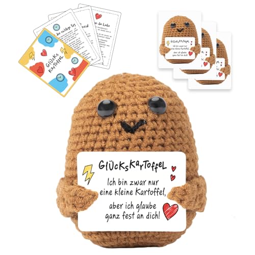 BWAY Positive Kartoffel Deutsch mit Gratis 3 Motivationskarten und 3 Stickern Büro Deko Motivationsgeschenke Positive Geschenke Pocket Hug Sammlerfiguren Multi