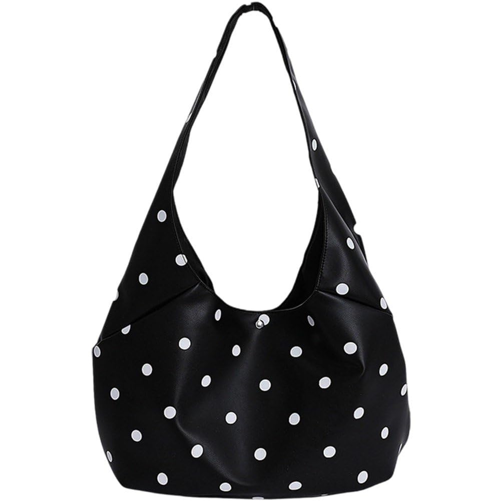 Fituenly Polka Dot Pattern Shoulder Bag Large Capacity Casual Tote Bag Hasp Trendy Versatile Commuter Handbag for Women Girls