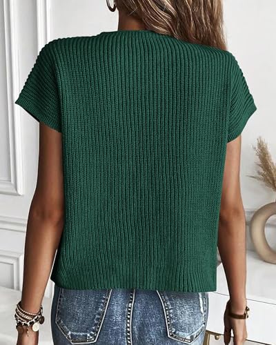 Image of KIRUNDO Summer Fall Short Sleeve Sweater for Women 2026 Casual Sweater Vest Cotton Knit Pullover Tank Tops Fashion Clothing