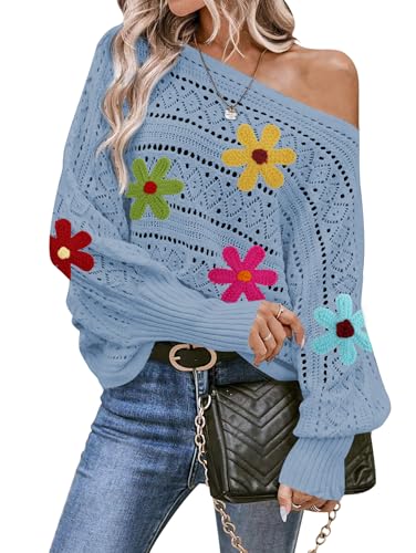 Image of Cakulo Womens Floral Off Shoulder Oversized Pullover Sweaters