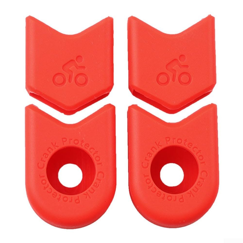 Belnotelt Bicycle Silicon Crankarm Protector Cover For Crankset, Quality Case Cap For Cycle Mountain Bike, Fit For 99% Of Crank Types in Black Red Blue(4pcs Red)
