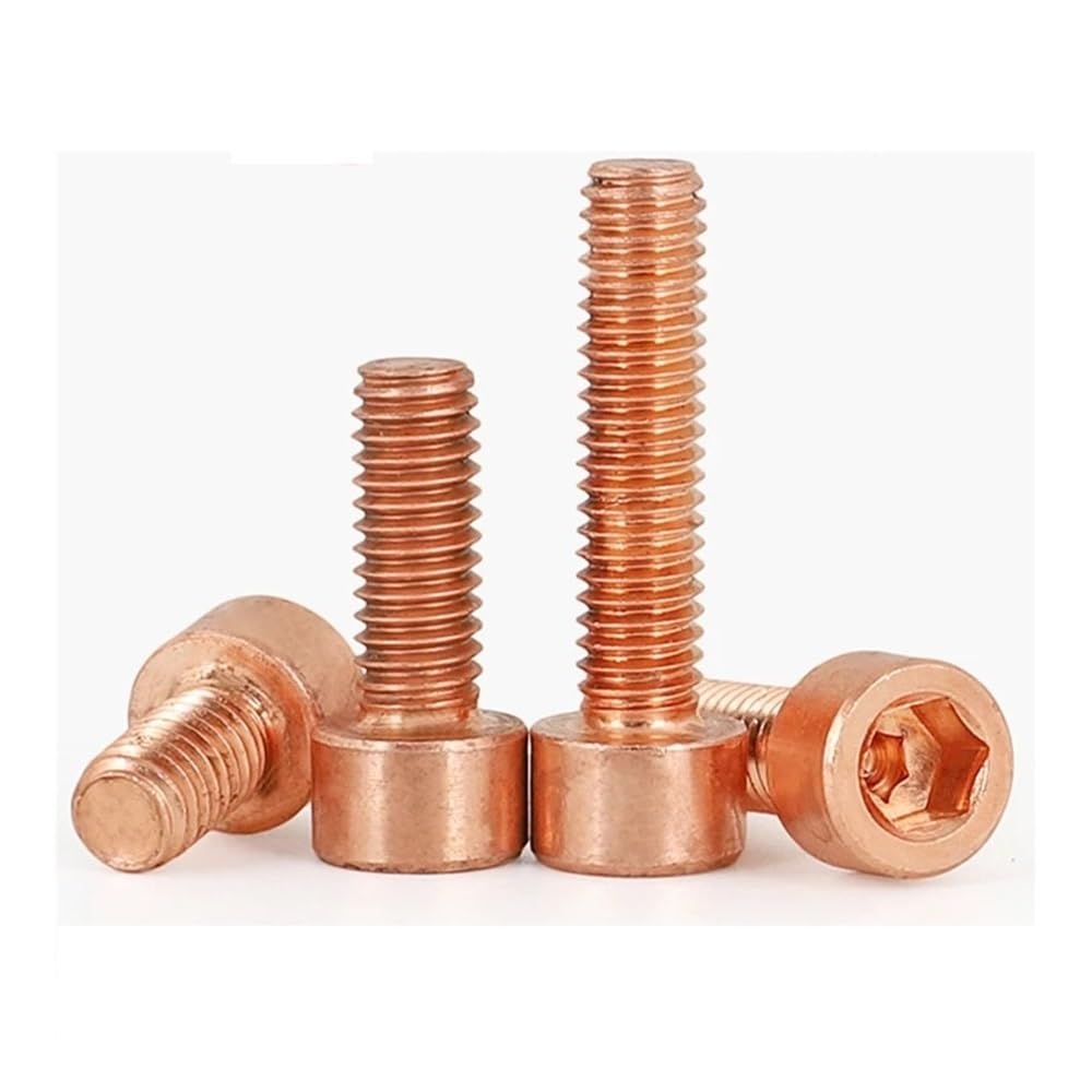 3/5/10pcs T2 Copper Cup Cylindrical Head Pure Copper Screw Socket Head Hex Socket Head Screw M3 M4 M5 Metal Screws (Color : 12mm, Size : M3 (10Pcs))