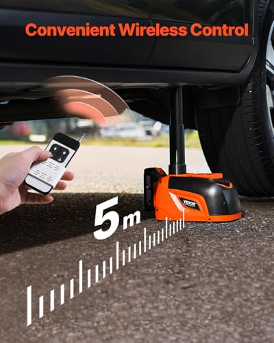 Image of VEVOR Electric Car Jack Wireless 5 Tons, Cordless Remote Control Hydraulic Electric Jack, LED Light Hydraulic Repair Tool, 135-360mm Lifting Range for SUV MPV Sedan Truck Repair