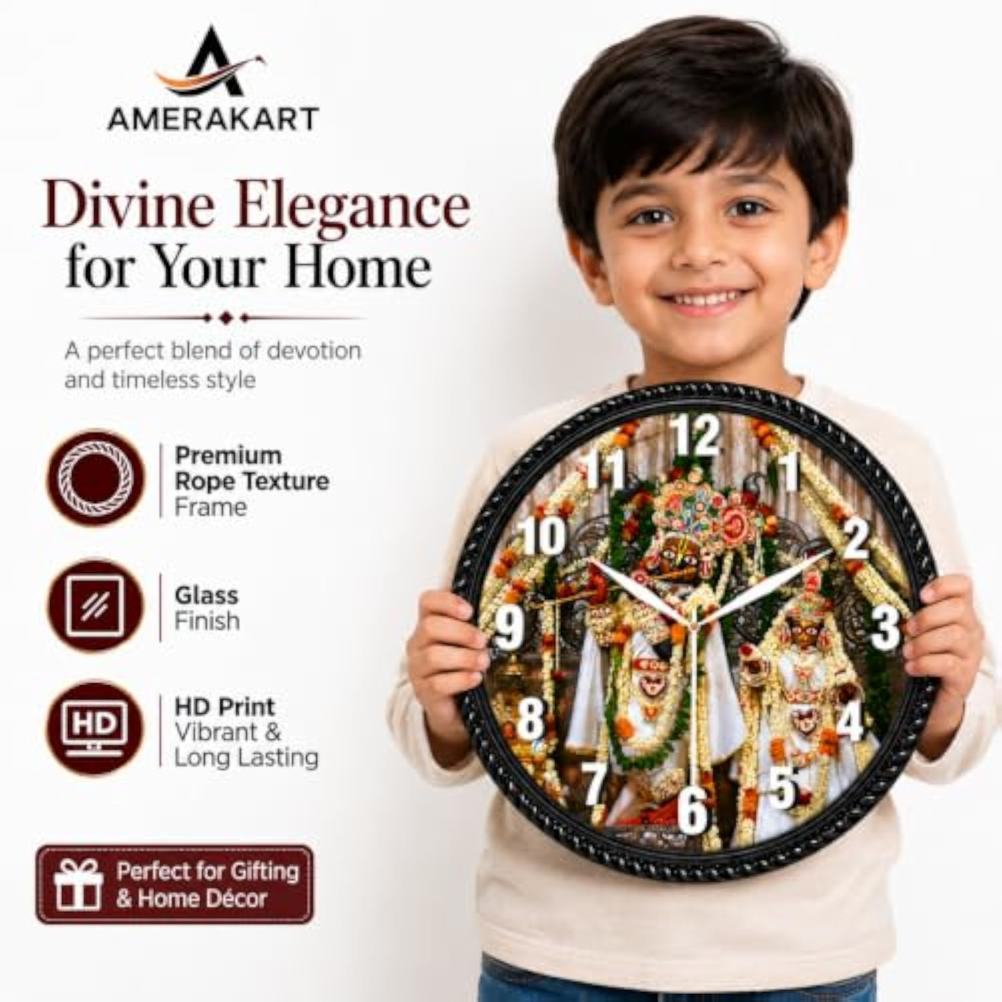 10 Inch Analog Govind Dev Ji Wall Clock for Hall