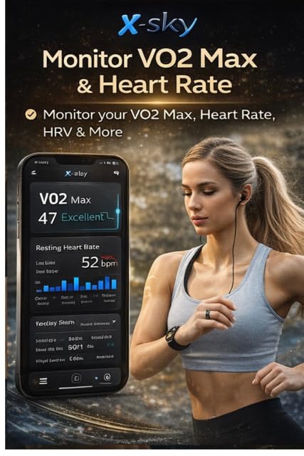 Image of X-SKY Smart Ring Fitness Tracker with Heart Rate, SpO2, Sleep & Stress Monitor, 5ATM Waterproof, Bluetooth 5.2, Steps, Calories & Activity Tracking, Skin Temperature, Touch Control, 33+ Languages