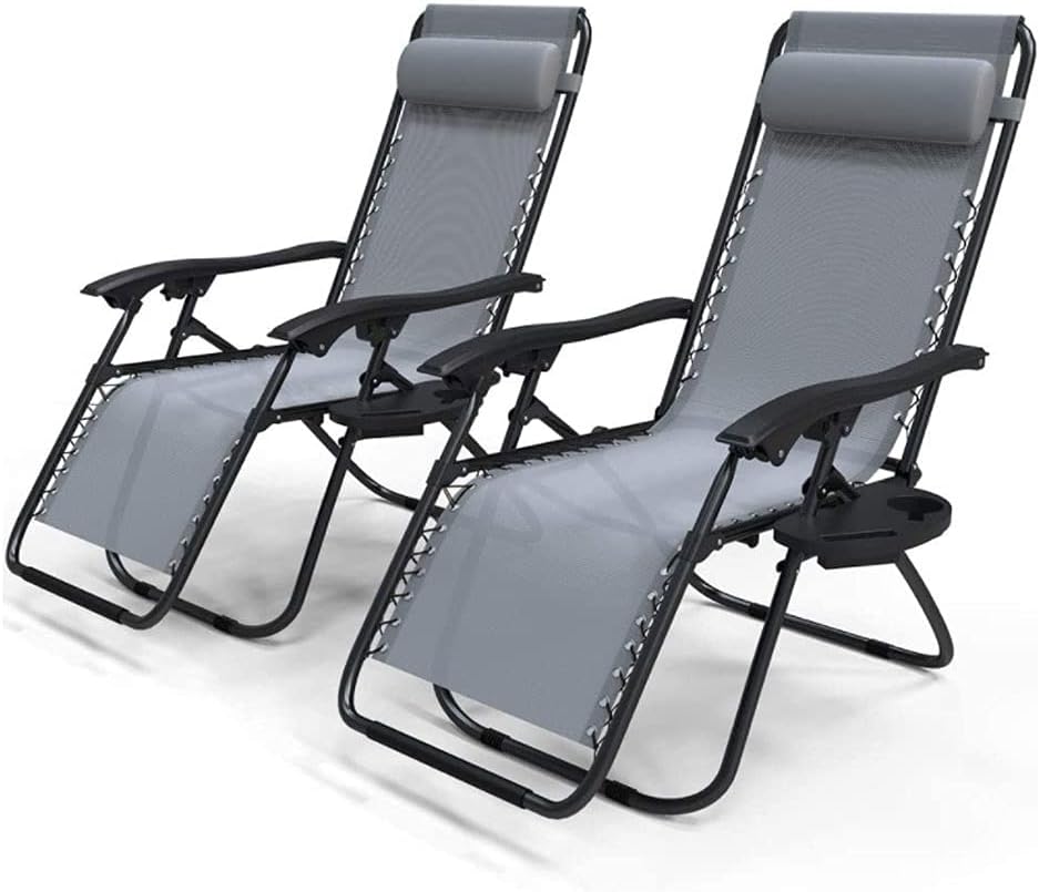 WKLIANGYUANPING Outsunny Conjunto De 1 Mesa Y 2 Tumbonas Set Exteriores Plegable Y Portátil para Jardín Playa Relajante con Respaldo Reclinable Acero Negro