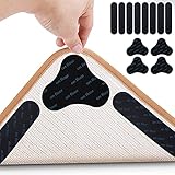 Inmorven Non-Slip Rug Grippers 12 Pcs Rug Grip Tape Kit Reusable Cloud and Oval Shape Anti Curling Rug Pad，Make Corner Flat for Hardwood Floors, Tile Floors, Carpets, Floor Mats,etc.(Black)
