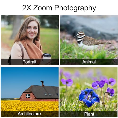 Veedzoens 60mm Telephoto Lens for iPhone Android Smartphone, Compatible with SmallRig NEEWER Phone Cage, with 17mm Thread Universal Phone Lens Clip and Black Portable Bag