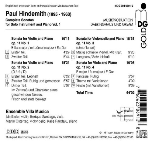 Vista 2 de Paul Hindemith Complete Sonatas for Solo Instrument and Piano, Vol.1 - Ensemble Villa Musica