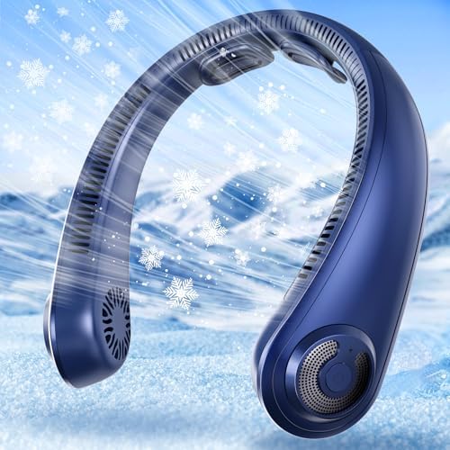 AUIIAH Portable Lightweight Neck Fan Rechargeable, 5 Speeds, Neck Support, USB Personal Bladeless Wearable Cooling Neck Fan for Hot Flashes, Disneyland, Travel, Summer Gift for Women Men