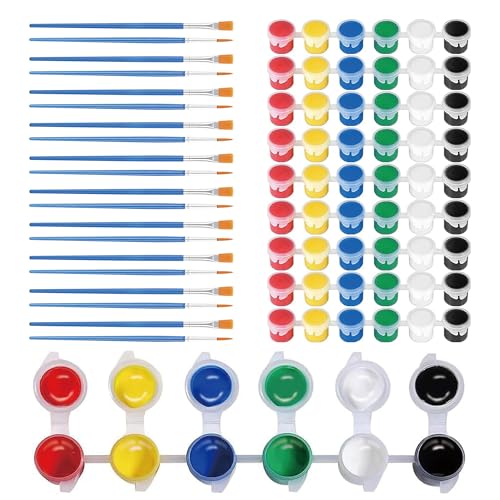 Conjunto de 10 mini tintas acrílicas e pincéis de 6 cores para lembrancinhas de festa infantil, conjuntos individuais de tiras de tintas com pincel para crianças, kit de pintura de estudantes para