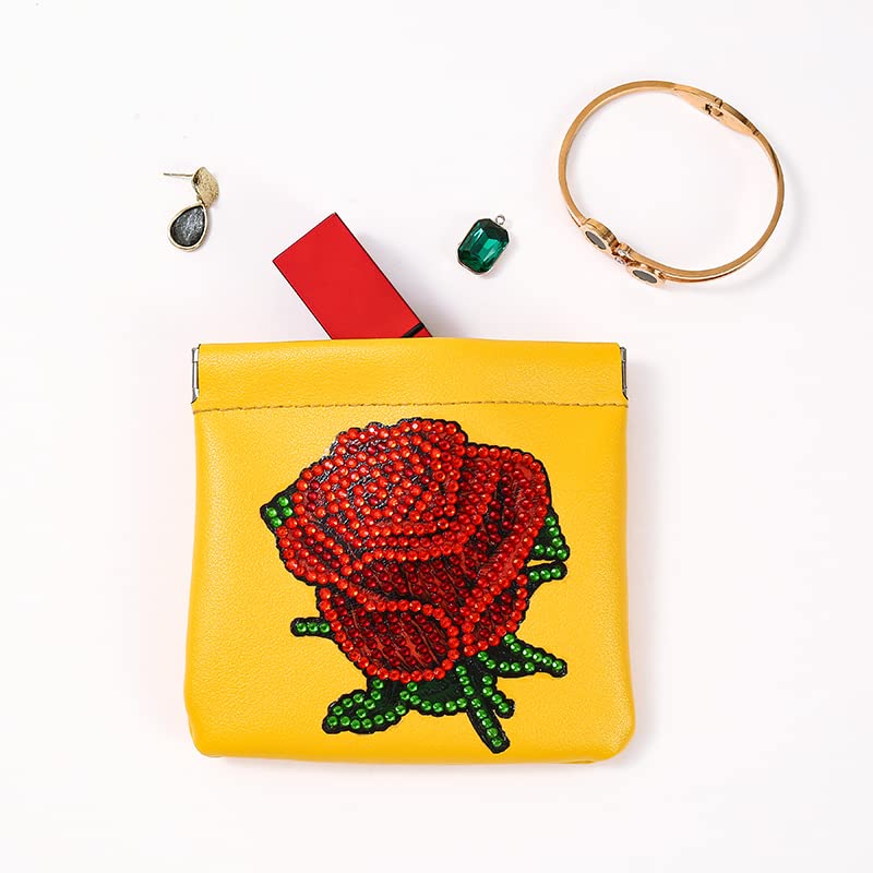 CHAOFAN 5D DIY Diamonds Painting Small Cosmetic Bag, Portable No Zipper Pocket Makeup Bag for Cosmetics Headphones Jewelry Storage 1