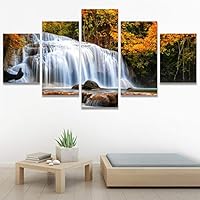 SIGNWIN 5 Panel Canvas Wall Art Modern Art Dramatic Farmhouse/Country Mountain Multicolor Nature Photography for Home Decorations Ready to Hang - 60