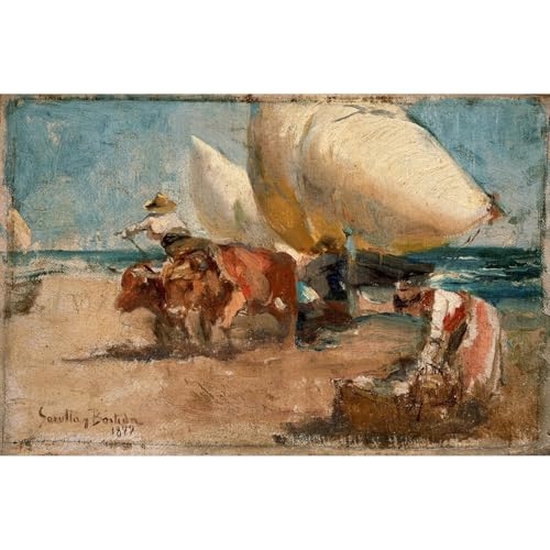 Impression sur toile durable Joaquim Mir œuvre Escena de playa vibrante