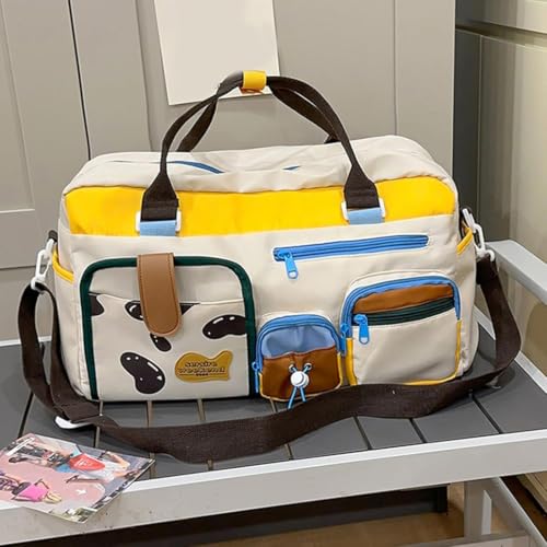 Image of Travel Duffle Bag for Women & Men | Colourblock Weekender Overnight Carry Tote | Large Capacity Waterproof Foldable Flight Luggage Organizer for Gym Sports Fitness & Outdoor Activities