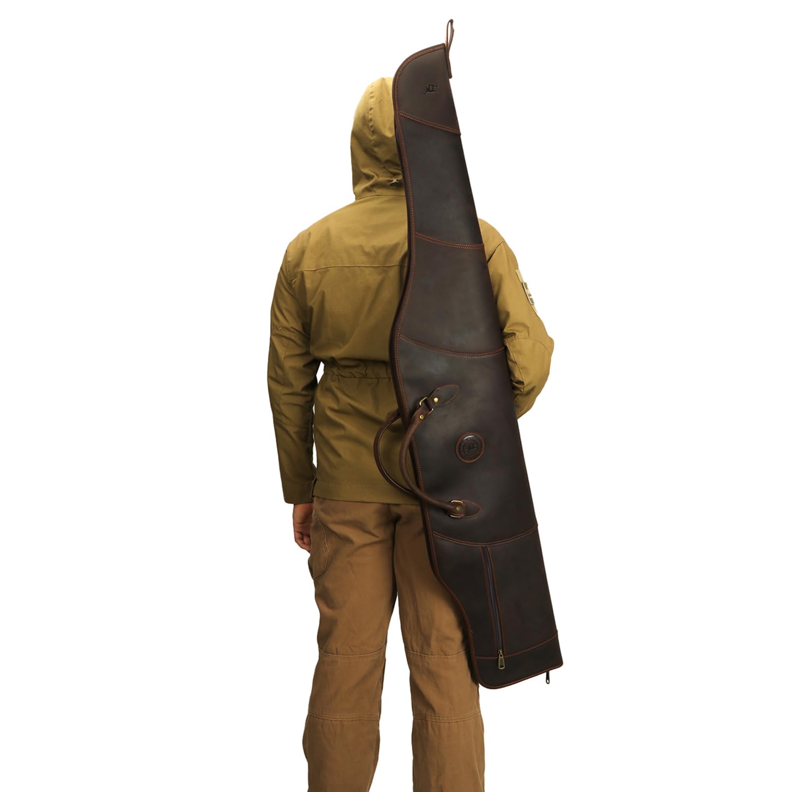 TOURBON Custodia per fucile in vera pelle da 52" Borsa morbida imbottita per fucile con tasca con cerniera e tracolla
