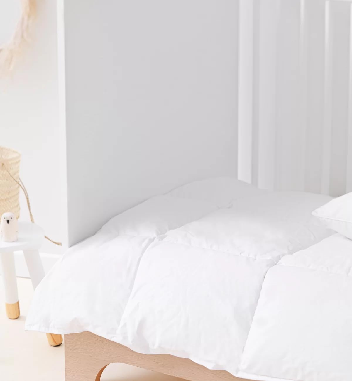 Piumino lettino piumone 280 grammi bambini neonato letto 108x139 cm trapunta invernale coperta bambino 100% microfibra caldo antiacaro antisoffoco antiallergico inverno corredo bambina sbarre (Bianco)