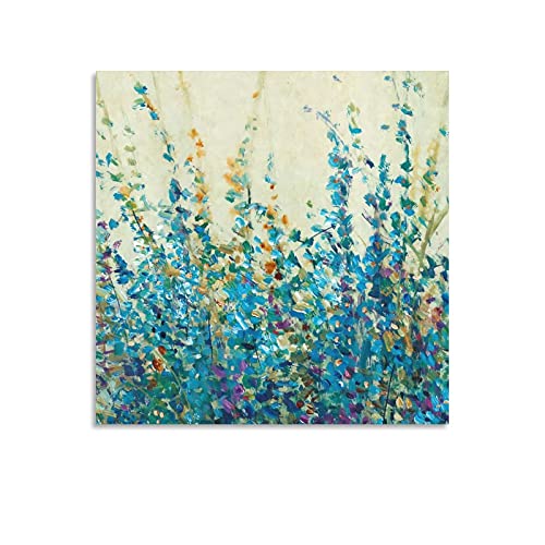 Trelemek Thicket Wildflowers Canvas Wall Art Print Floral Home Decor Artwork Office Wall Decor Artwork Office Home Decor Artwork 12x12inch(30x30cm)