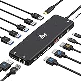 LIONWEI USB C Docking Station Dual Monitor 13 in 1 USB C Hub, Triple Display, 8 USB C/A Ports, Ethernet, Audio, Laptop Dock for MacBook,Dell,HP,Lenovo,Surface