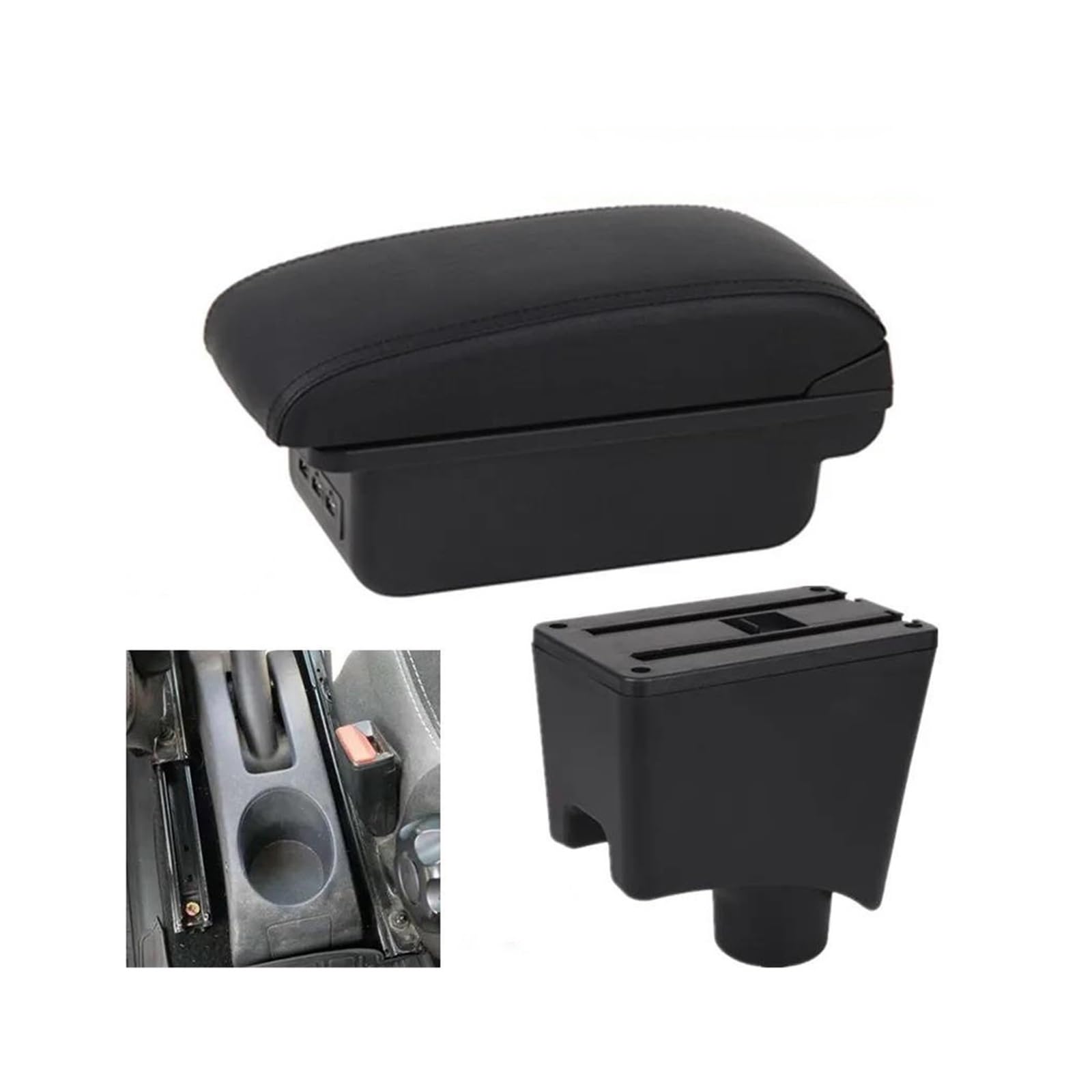 OOPUHKSY For Dacia For Renault For Sandero For Logan 2 Armrest Car Armrest Box Storage Box Car Accessories(B2 black line 3USB)