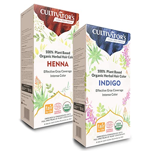Cultivator's Organic Hair Colour Kit - Organic Herbal Hair Colour Kit for Women and Men - Ammonia Fr...