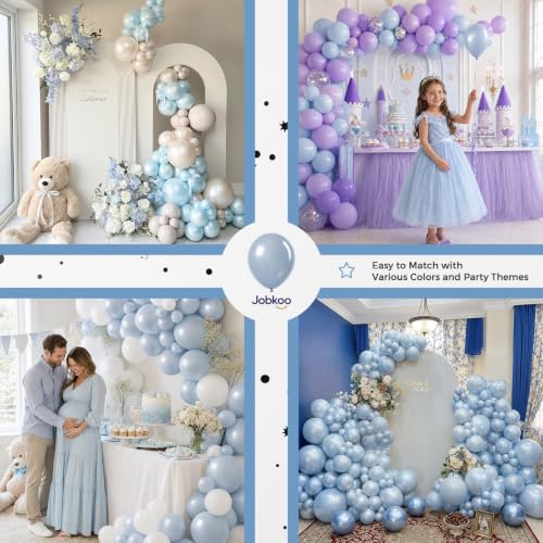 Image of Jobkoo Pearl Dusty Blue Balloons, 12 Inch Slate Fog Pale Muted Blue Balloon