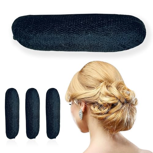 Image of Charming Bump It Up Volumizer Hair Base Perfect Black Hair Puff Volume Pad for Women Head Cushion with Fluffy Hair Puff, Bun Bump, Princess Styling Hair Bun and Crown Shapers for Women and Girls Accessories (Pack of 6)