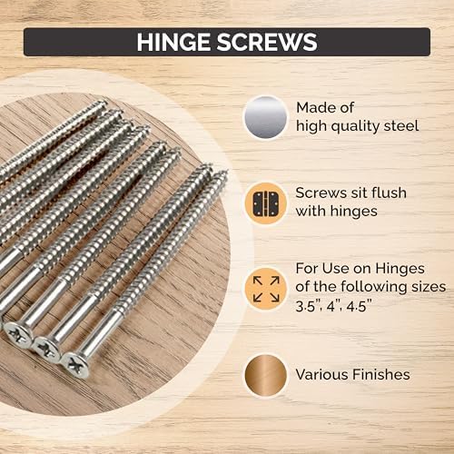Hinge Outlet Satin Nickel Wood Screws 9 X 3 Inch - 24 Pack