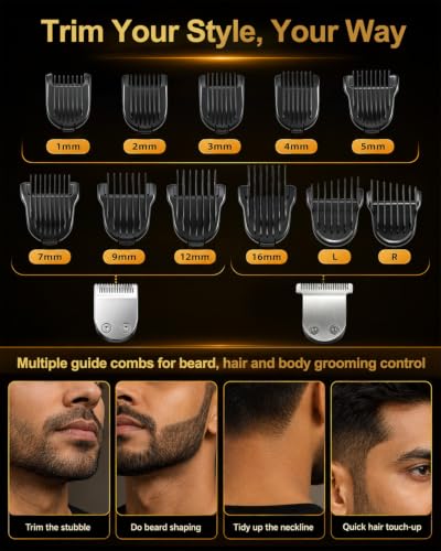 Image of AREYZIN 18-in-1 All-in-One Trimmer for Men, Beard, Hair & Body Grooming Kit with Nose & Ear Trimmer, Multiple Length Combs, 120 Min Runtime, Digital Battery Display, Cordless