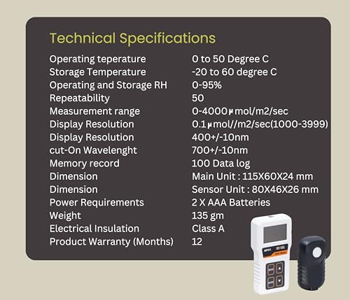 Image of Chipku NP01 PAR Meter for Light | Plant Light Intensity Measurement Device with Range 0 to 4000 umolm2sec