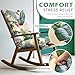 TESICA Waterproof Indoor Outdoor Rocking Chair Cushion Floral Patio Chair Pad Soft Seat Cushion for Porch Patio Bedroom Orange Grey