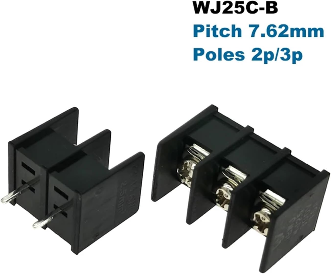 5Pcs Barrier Screw PCB Terminal Block Pitch 7.62mm Morsettiera Straight 2P 3P Wire Connector Cable 22-14AWG 2.5mm2 15A